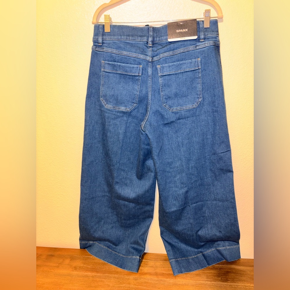 NWT SPANX Shape EveryWear Cropped Wide Leg Washed Blue Size large petite - Picture 6 of 8